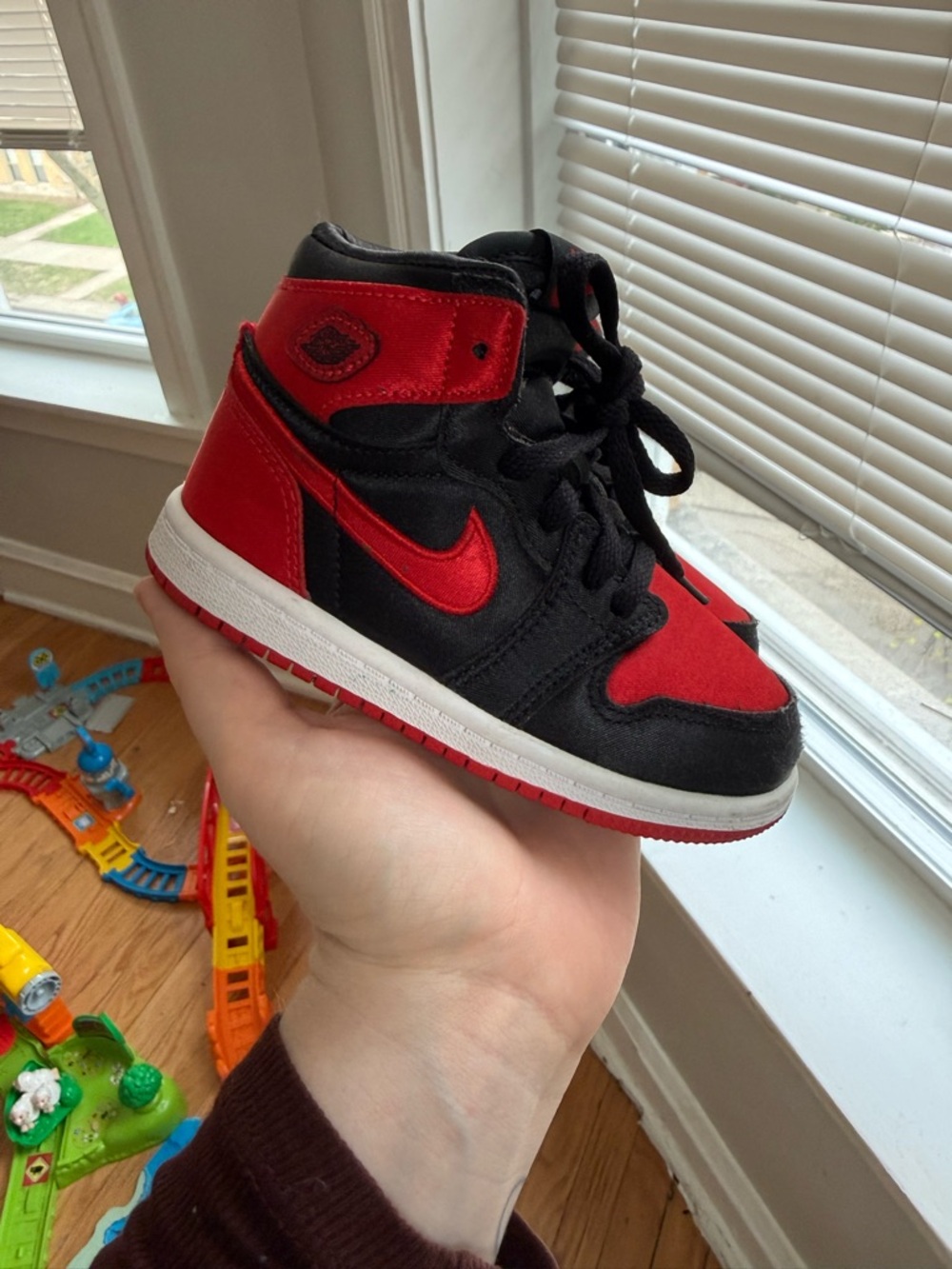 Nike Kids High-Top Sneakers in Red and Black